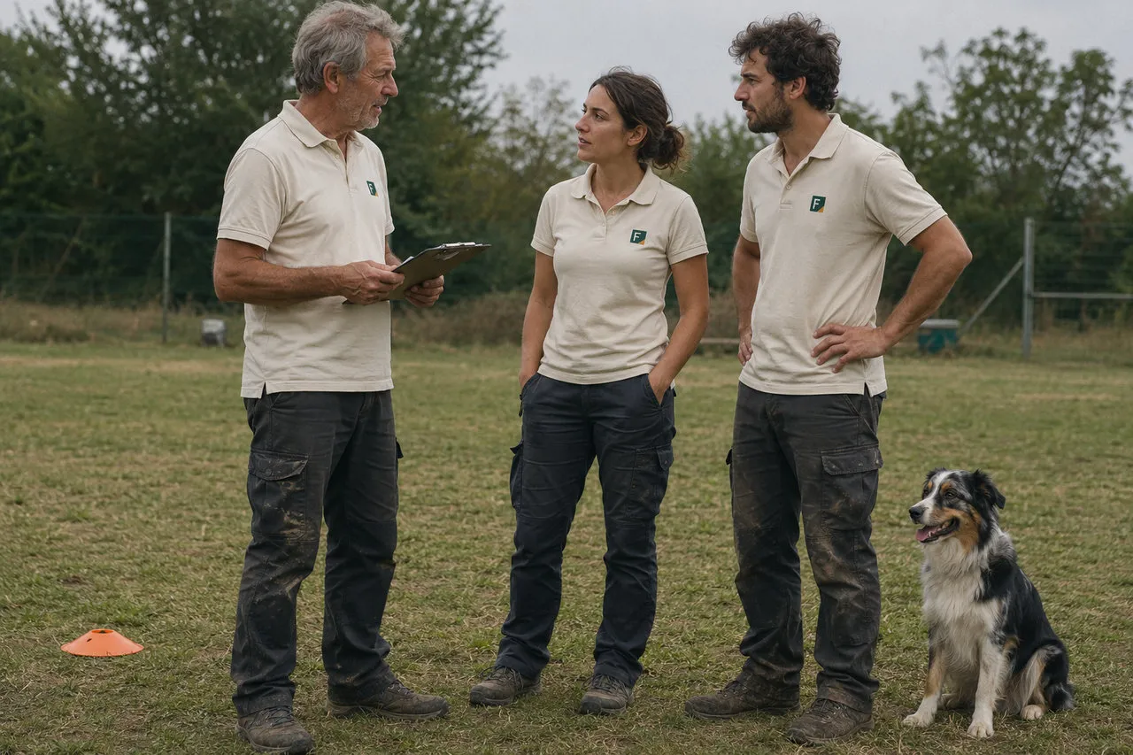 Team di educatori cinofili di Fidemy in un campo di addestramento